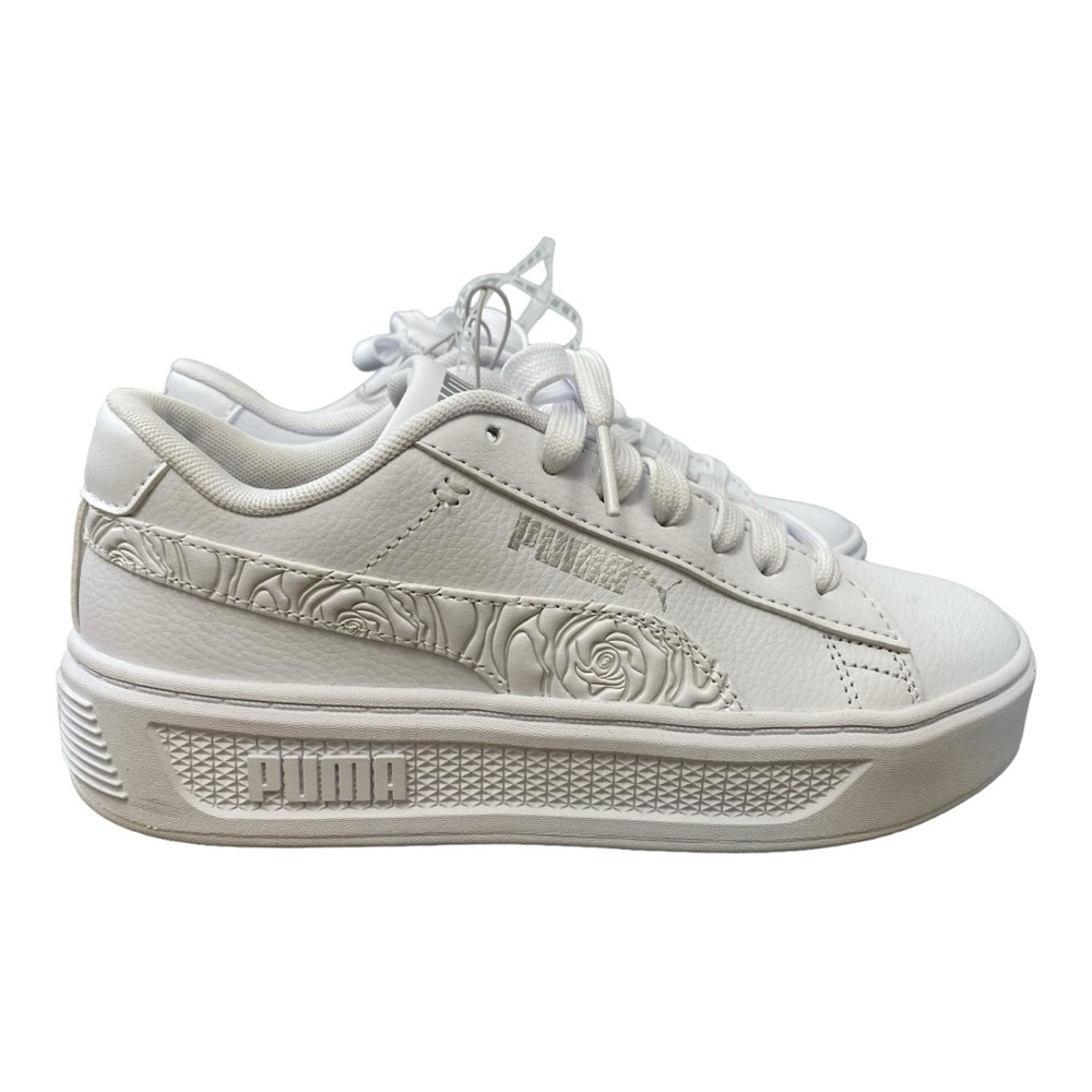 Women's Puma Smash V3 Platform Sneakers, Imprints White Silver Size 6
